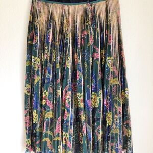 Floral and Gold Pleated Skirt